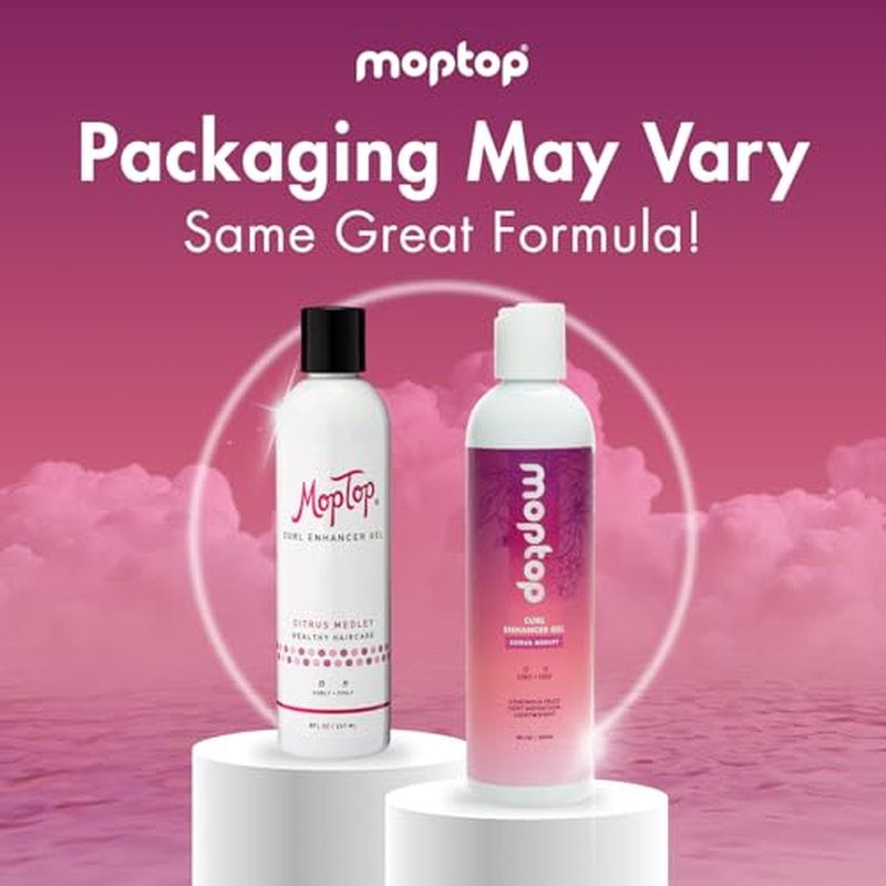 MopTop Curl Enhancer Gel ? Curl Defining Gel to Enhance Curly and Coily Hair, Lightweight and Anti Frizz Hair Care with Aloe, Sea Botanicals & Honey (Citrus Medley, 2pk)