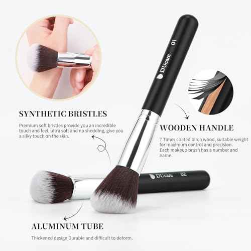 DUcare Makeup Brushes with Bag,15Pcs Christmas Makeup Brush Set Travel Kabuki Foundation Blending Blush Eyeliner Shadow Brow Concealer Brushes Kit