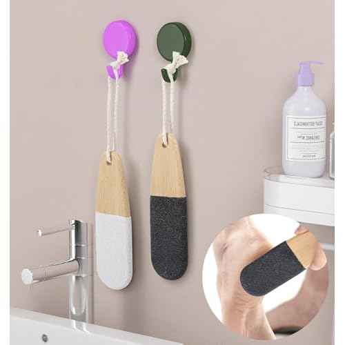Foot Callus Remover, 2Pcs Pumice Stone Foot File with Ergonomic Wooden Handle, Pedicure Tool for Dead Skin Cracked Heels Wet Dry Use (Small)