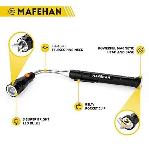 LED Magnetic Pickup Tool for Men ? Cool Gadgets with Telescoping Neck, Unique Gifts for Dad, Husband, Grandpa, Boyfriend ? Birthday, Christmas, Stocking Stuffers, White Elephant Gifts