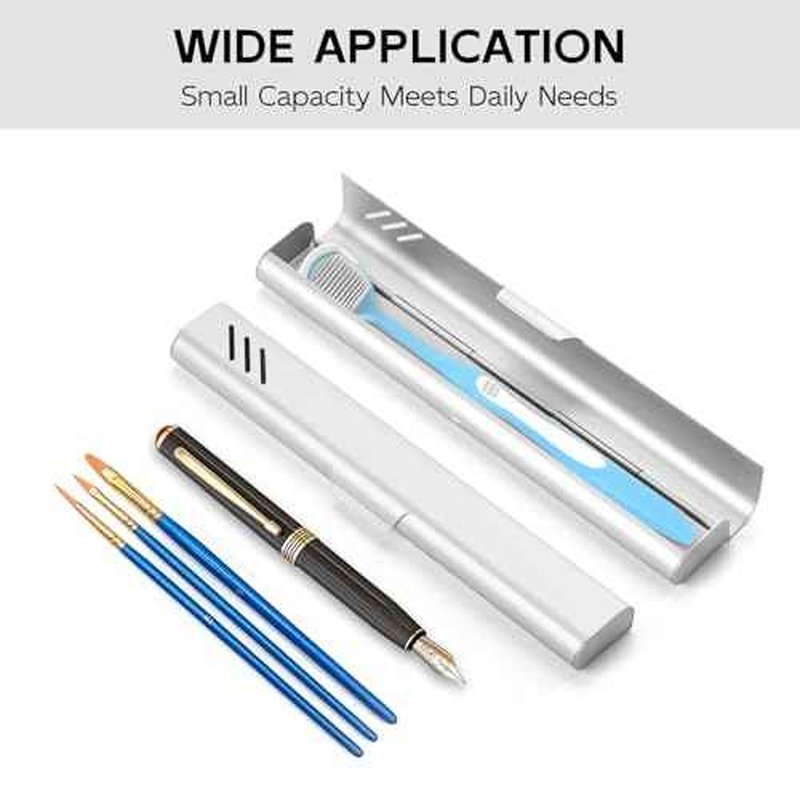 Travel Toothbrush Case, Portable Toothbrush Holder, Durable Aluminum Toothbrush Storage Box, Small Breathable Manual Toothbrush Container for Traveling, School, Camping, Business Trip - Sliver