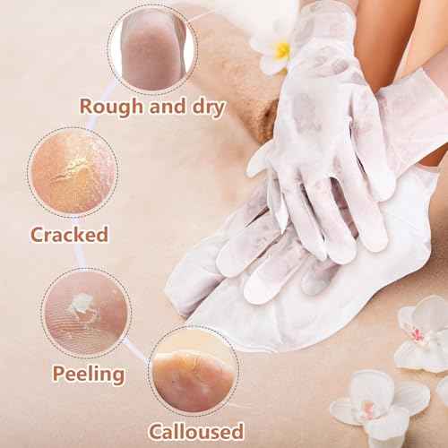 18 Pairs Moisturizing Hand & Foot Masks with Honey, Milk, Vitamin E & Glycerin, Intensely Hydrating Foot Mask for Dry Cracked Feet, Moisturizing Socks for Cracked Heel Treatment