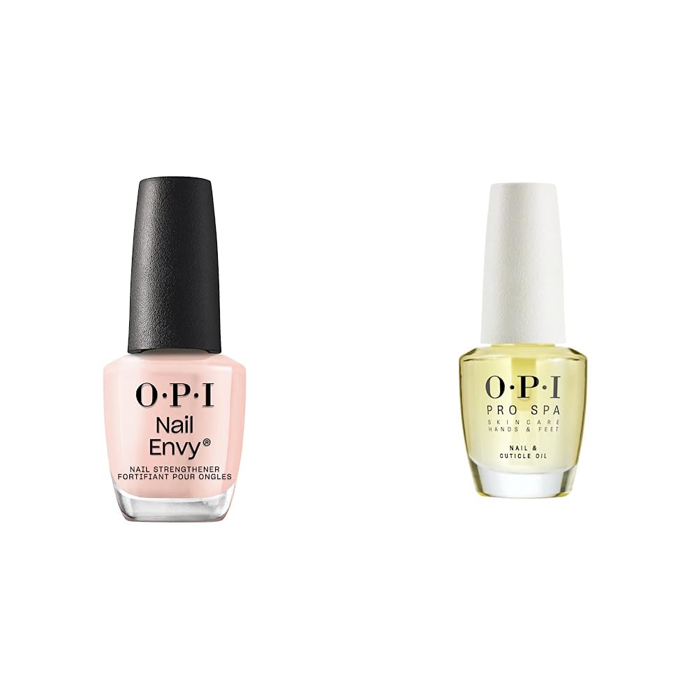 OPI Nail Envy, Nail Strengthening Treatment, Stronger Nails in 1 Week, Vegan Formula, Bubble Bath 0.5 fl oz and OPI ProSpa Nail and Cuticle Oil, 0.5 fl oz