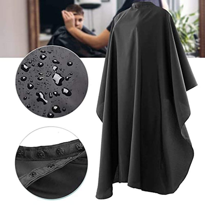 Black Barber Cape - Professional Nylon Waterproof Salon Cape, 59" x 47", 8 Pack