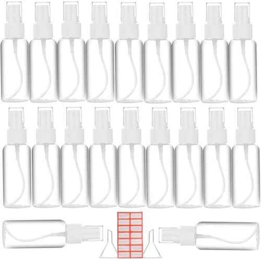 Spray Bottle, 2oz/50ml Small Plastic Fine Mist Spray Bottles, Mini Empty Travel Bottles with Funnels and Labels 20 Pack