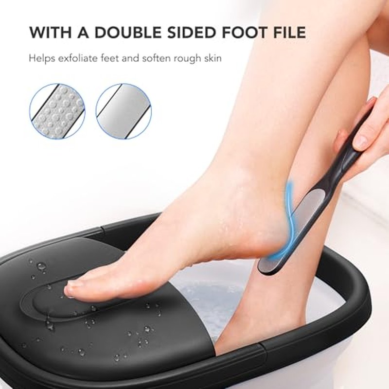 2025 Collapsible Foot Spa Bath with Massage Roller and Jets, Red Light, Pedicure Tool, Feet Soaking Tub for Stress Relief & Soft Feet, Gift for Mom and Dad