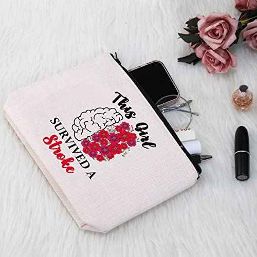 G2TUP Stoke Awareness Gift This Girl Survived A Stroke Makeup Bag Stroke Survivor Cosmetic Bag Stroke Warrior Gift Zipper Travel Bag (Survived A Stroke MB)