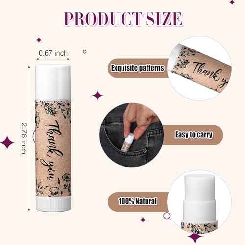 Redbaker 30 Pcs Thank You Gifts Party Favors Lip Balms Bulk Wedding Bridal Shower Favors for Guests Baby Shower Souvenirs Retro Wood Grain Moisturizing Lip Care for Women Employee Bag Filler Stuffer