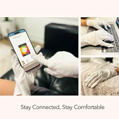 Bodipure Premium Hand Mask Keratin Gloves 3pk of Moisturizing Gloves for Dry Cracked Hands Plus Touchscreen White Cotton Gloves 1pk for Dry Hands to Fully Absorb The Cream.