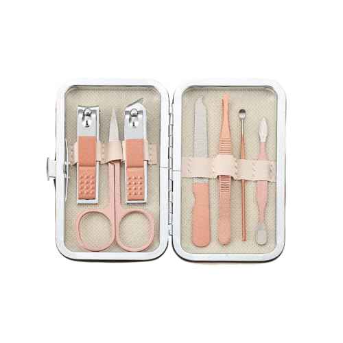 7 Pcs Manicure Set with Nail Clippers Scissors Files, Portable Grooming Kit for Home Office Travel with Storage Case