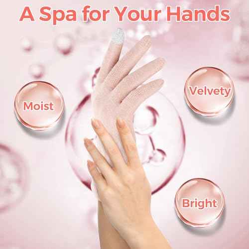Donfri 2 Pairs Cotton Moisturizing Gloves Overnight Touchscreen Fingers for SPA Dry Hands Hand Care Day and Night Moisturizing (Medium-Pink)