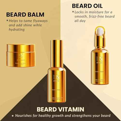 Beard Kit for Black Men: Beard Care Kit w/Balm, Oil & Vitamin Spray, All-Natural Ingredients for Men Grooming and Care, Ideal Fathers Day Birthday & Valentines Day Gifts for Him