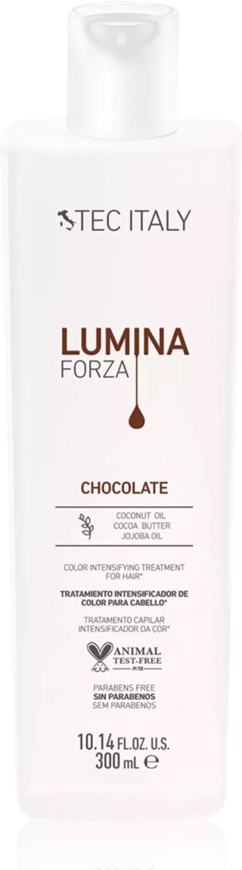Tec Italy Lumina Forza Chocolate Color Enhancing Treatment for Brown Chocolate Hair Adds Shine Softness Color Depth Hydrating Repair with Botanical Extracts Keratin Amino Acids Leave In Care 300 ml