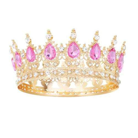 Pink Crown for Women Crystal Tiara and Queen Crown for Girl Wedding Headband for Bride Hair Accessories for Costume Birthday Party Cake Decoration Prom