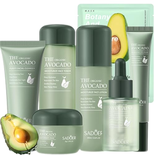 Avocado Skin Care Set, 11-In-1 Skincare Gift Set With Facial Cleanser, Face Serum, Face Cream, Eye Cream, Toner, moisturizing lotion& Facial mask. Skin Care Kit For Women Men