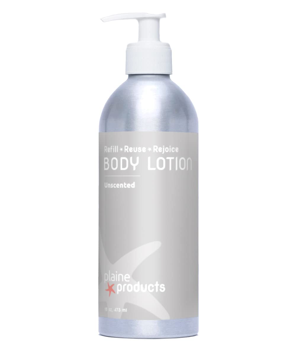 Eco-Friendly Lotion - Unscented, Sulfate & Paraben Free | 16oz Refillable Aluminum Bottle with Pump