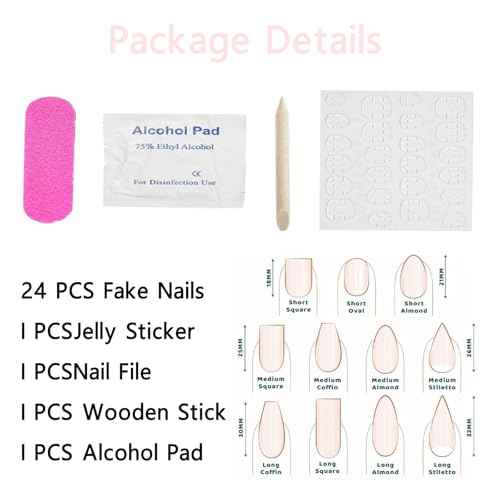 Medium Press on Nails Almond Fake Nails with 3D Bow Pearl Designs White False Nails Full Cover Acrylic Nails for Women 24Pcs
