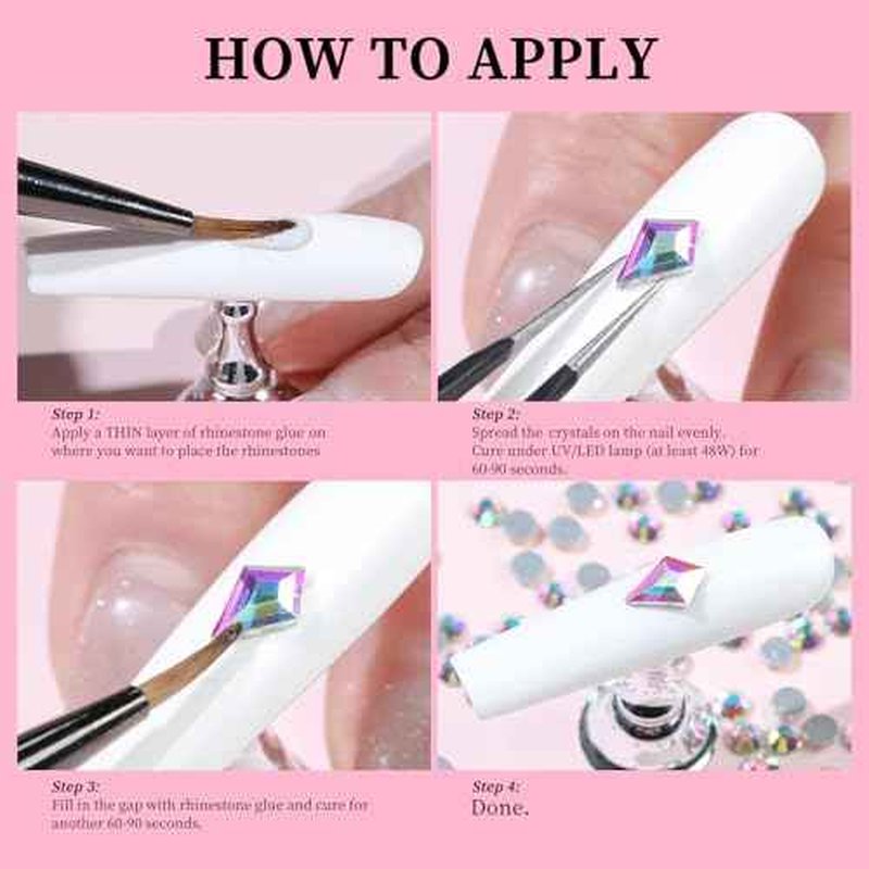 1660Pcs Crystal AB Nail Art Rhinestones: 8 Types of Multi Shapes Diamonds + 4 Sizes Flatback DIY Crafts Rhinestone Crystals 3D Glass Stones Set + Tweezer + Pickup Pen
