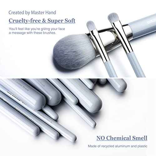 Makeup Brushes, EIGSHOW 15pcs Professional Makeup Brush Set With Case, Premium Synthetic for Foundation Contour Concealers Blush Eye Shadow (BABYBLUE)