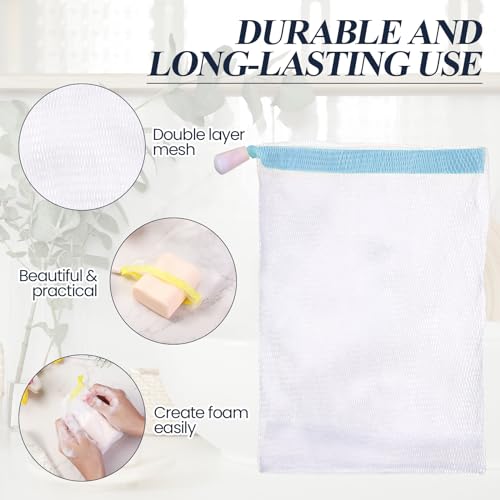 Hushee Soap Bag Bubble Mesh Bags Exfoliating Soap Pouch with Drawstring for Foaming Drying Easy Bubble Store