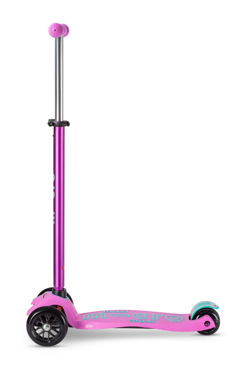 Micro Kickboard | Maxi Kids Scooter for Ages 5-12 | Children up to 110 lbs | 3 Wheel Lean-to-Steer Design | Adjustable T Bar | Smooth Ride PU Wheels | Swiss Design