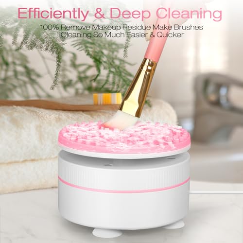 Norate Makeup Brush Cleaner, IPX7 Waterproof Electric Makeup Brush Cleaner Machine, Deep Cleaning Makeup Brushes, Stocking Stuffers Christmas Gifts for Women Mom Teen Girls