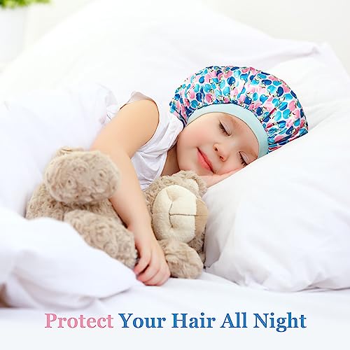 3 Pcs Bonnet for Kids, Kids Bonnets for Girls, Satin Silk Hair Bonnet for Sleeping, Soft Wide Band Sleep Cap for Curly Hair Braids for Teens Child Toddler