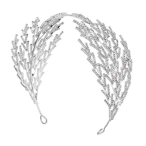 Coucoland Wedding Headpiece for Bride - Hair Jewelry Wedding Headband Tiara Leaf Headband Crown Tiara Bridal Silver Headpiece
