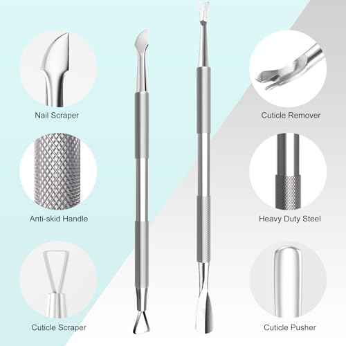 Cbiumpro 5-Pack Cuticle Trimmer Set with Pusher, Cutter, Scraper, Nipper, Clipper, Professional Stainless Steel Cuticle Remover Tools Kit for Fingernails & Toenails - with Case