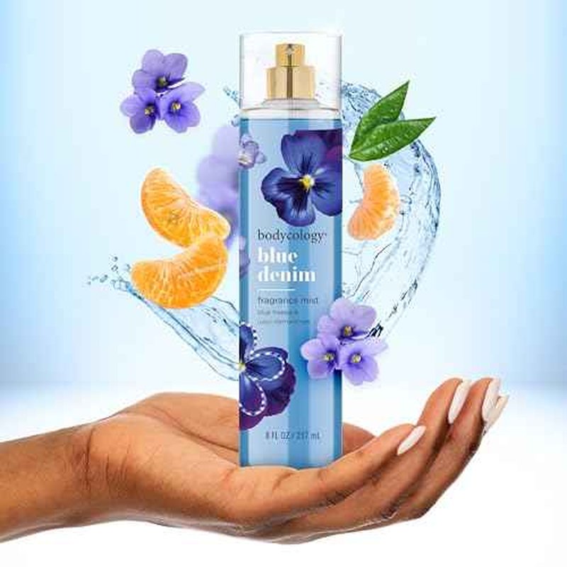 Bodycology Long-Lasting Fragrance Body Mist, Blue Denim, 8 fl oz (Pack of 2)