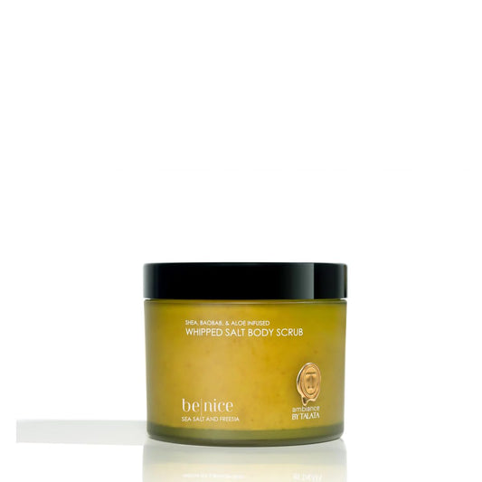 Ambiance by Talata Whipped Salt Scrub – Exfoliating Body Scrub with Himalayan Salt, Shea Butter & Aloe – Smooths, Softens & Hydrates Skin – 10 Fl Oz (BE ZEN | Matcha Tea & Benzoin Resin)
