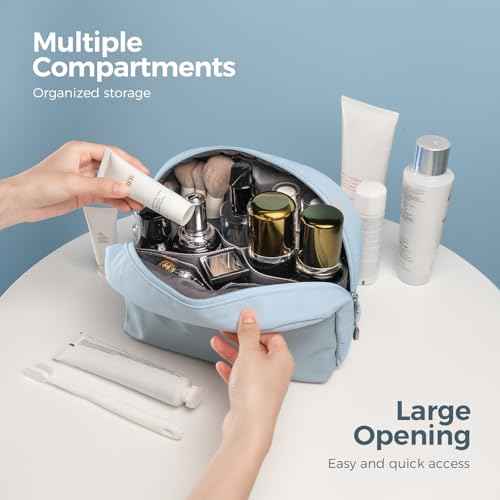 pack all Travel Toiletry Bag, Multi-Compartment Cosmetic Bag, Water-Resistant Makeup Bag for Toiletries, Accessories (Glacier Blue)