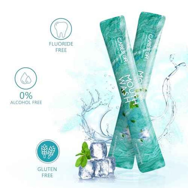 Mouthwash Travel Size - Portable Packets to Go, Alcohol & Fluoride Free Fresh Mint Mouthwash Strips for Superior Oral Hygiene,Disposable Packs (Pack of 20)