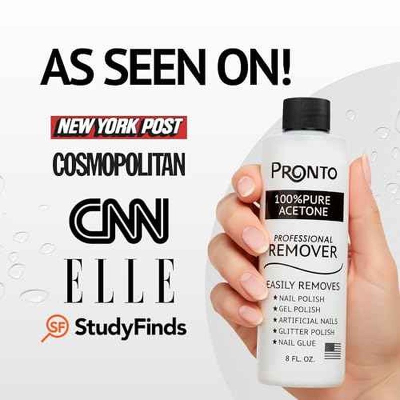 Pronto 8 Oz 100% Pure Acetone Nail Polish Remover and Cuticle Oil, Pure Acetone for All Nail Polish Types including Gel, Acrylic & Sculptured Nails, Gel Nail Polish Remover and Nail Repair, Duo Pack