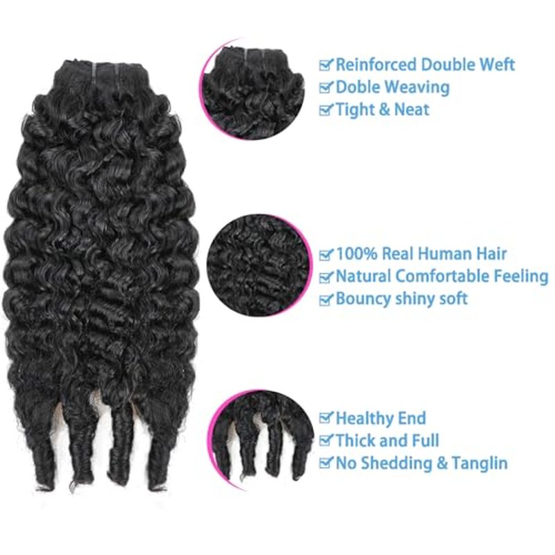 Burmese Curly Clip in Hair Extensions Real Human Hair 8Pcs Brazilian Human Hair Clip ins for Black Women With 18Clips 120g 14inch #1B Natural Black