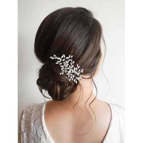SWEETV Rhinestone Wedding Hair Comb Crystal Hair Pieces Bridal Side Combs Elegant Bride Hair Accessories Wedding Hair Clip for Women Girls Bridesmaid