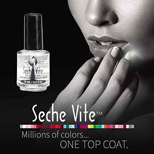 Seche Vite Dry Fast Top Coat Nail Polish - Quick Dry, Long Lasting, Clear Nail Polish, Made in the USA, 0.5 fl oz