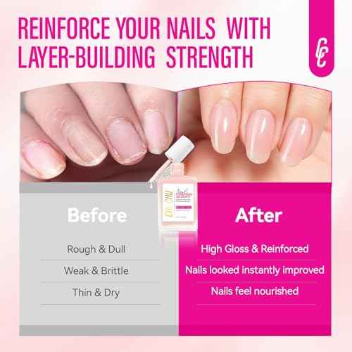 Nail Strengthener for Women: 8 in 1 Soft Pink Natural Nail Hardener Extra Strong and Growth - Nail Polish Hardener Ridge Filler Concealer for Weak and Damaged Nails 15ml