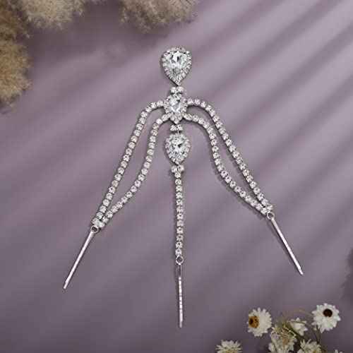 YERTTER Bohemian Full Silver Gold Rhinestone Chain Colorful Crystal HeadChain Clip Drop Pendant HeadPieces Forehead Headband Hair Accessories for Wedding Brides Party Prom Costume