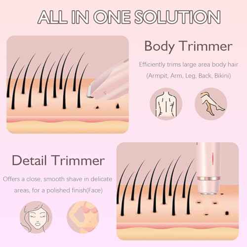 2 in 1 Electric Glow Shaver, Portable Bikini Trimmer for Women, Dual Head Rechargeable Electric Razor, IPX7 Waterproof Wet & Dry Use Legs Body Pubic Hair Trimmer for Men Women Christmas Birthday Gifts