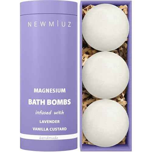 Magnesium Lavender Vanilla Luxury Fizzing Bath Bomb Sensitive Skin Formula for Relaxation Bath Moisturizing Shea Butter Stress Relief Gift for Women