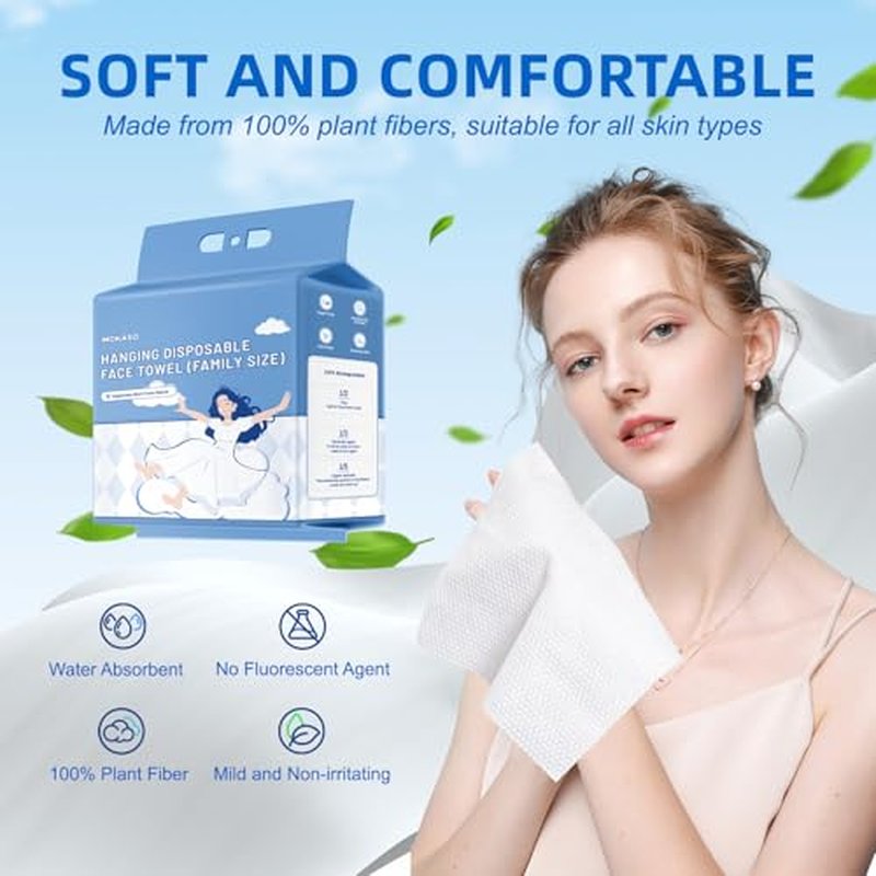130 Count Disposable Face Towel, Clean Facial Wash Cloth Ultra Soft & Thick Cloth for Sensitive and All Skin Types for Skin Care Make-up Wipes Face Wipes and Facial Cleansing (6 packs)