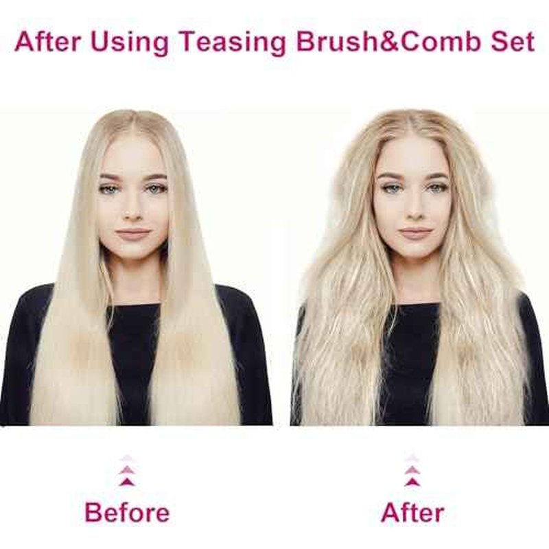 Patelai 3 Pcs Hair Teasing Comb Set Includes 2 Nylon Triple Comb and Boar Bristle Teaser Brushes for Women Stylist Men Backcombing Slicking Curly Thick Wet Hair(Pink)