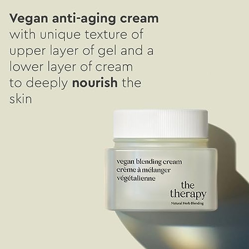 The Face Shop The Therapy Vegan Blending Cream Face Moisturizer - Soothing, Anti-Aging, Anti-Wrinkle, Firming Cream - Refillable - Face Cream Ideal for Sensitive & Dry Skin - Korean Skin Care