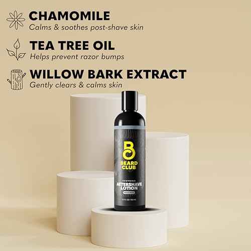The Beard Club Aftershave for Men ? Soothing After Shave Lotion for Men with Chamomile, Tea Tree Oil & Willow Bark ? Post Shave Balm Calms Irritation, Prevents Razor Burn & Bumps - 3.4 Fl Oz - 3 Pack