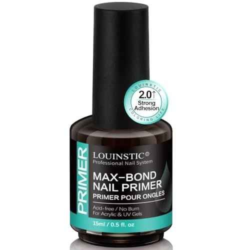 LOUINSTIC Acid-Free Nail Primer 15ml - Hema-Free Nail Prep for UV Gel, Builder Gel, Gel Polish & Acrylic Nails - No-Burn & No-Lift - Quick Air Dry, Low-Odor, Low-Irritant, Salon & Home Use