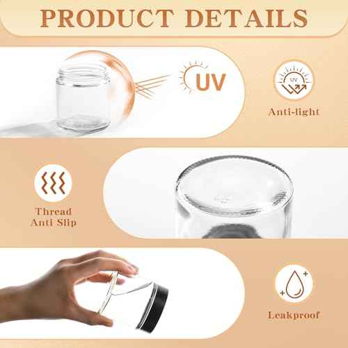 Glass Jars with Lids,Eco-Friendly Cosmetic Containers with Airtight Black Lids & Liners, Multi-Color Options for Cream, Lotion, Body Butter, DIY Skincare Travel Jars (Clear, 4oz)