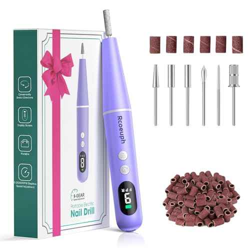 Cordless Nail Drill Kit - 9 Speed Wireless Electric Nail File with LED Display, Portable Nail Drill Machine for Acrylic Gel Nails, Rechargeable 20000RPM Hand Feet Grind Trim Tool for Women Men Baby