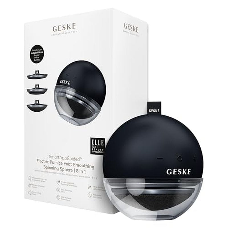 GESKE Electric Pumice Foot Smoothing Spinning Sphere | 8 in 1 | Electric Foot File & Exfoliator | 3 Pumice Stone Attachments | for Smooth Feet | Advanced Callus Removal |for Your Pedicure Set