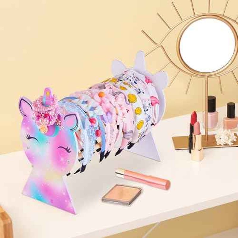 Basumee Girls Headband Holder Organizer Hair Hoop Headband Display Stand Unicorn Hairband Stand Organizer Headband Storage Home Room Decors for Girls, Purple Green Yellow